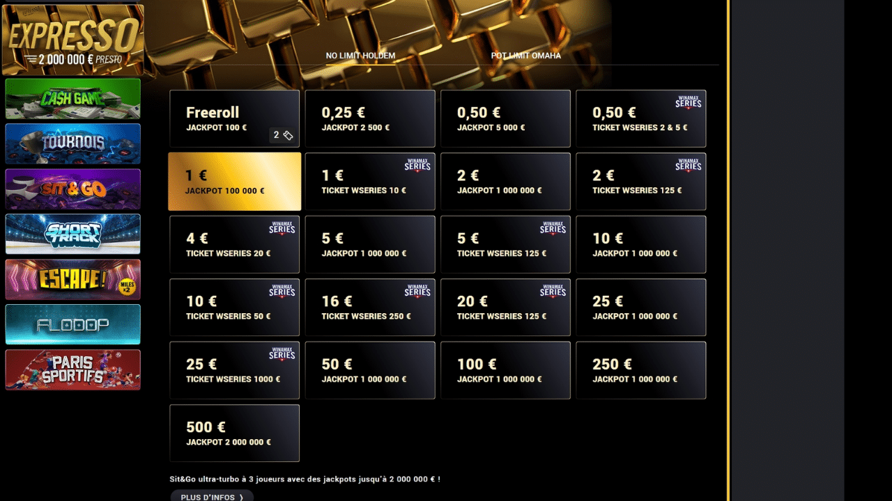 Comment lancer une partie d'Expresso Nitro sur Winamax ?